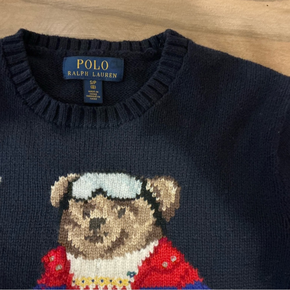 Polo by Ralph Lauren Black Sweater with Bear Motif